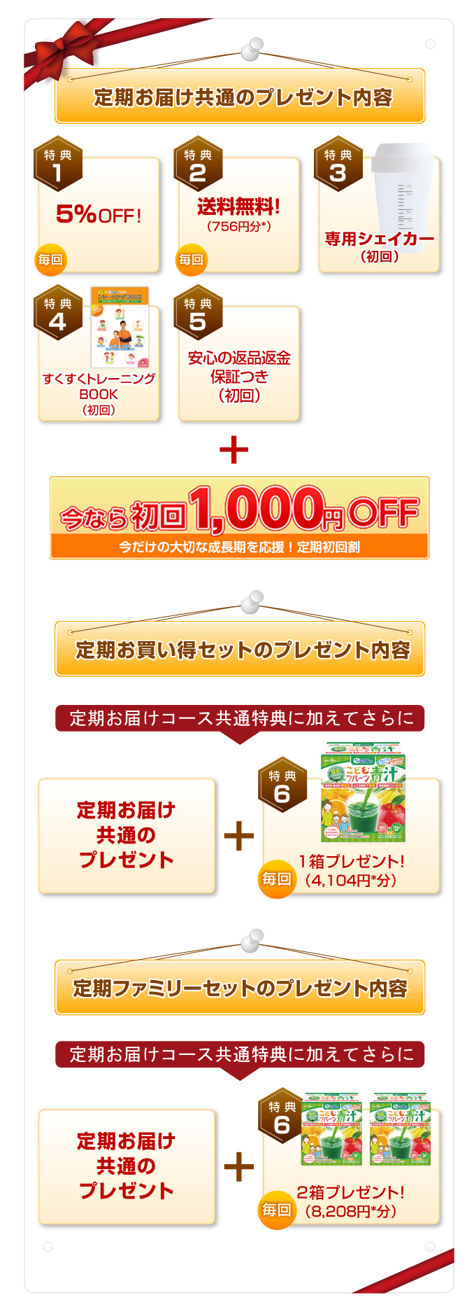 定期お届けコース共通のプレゼント内容