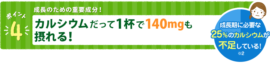 カルシウムだって1杯で140mgも摂れる！